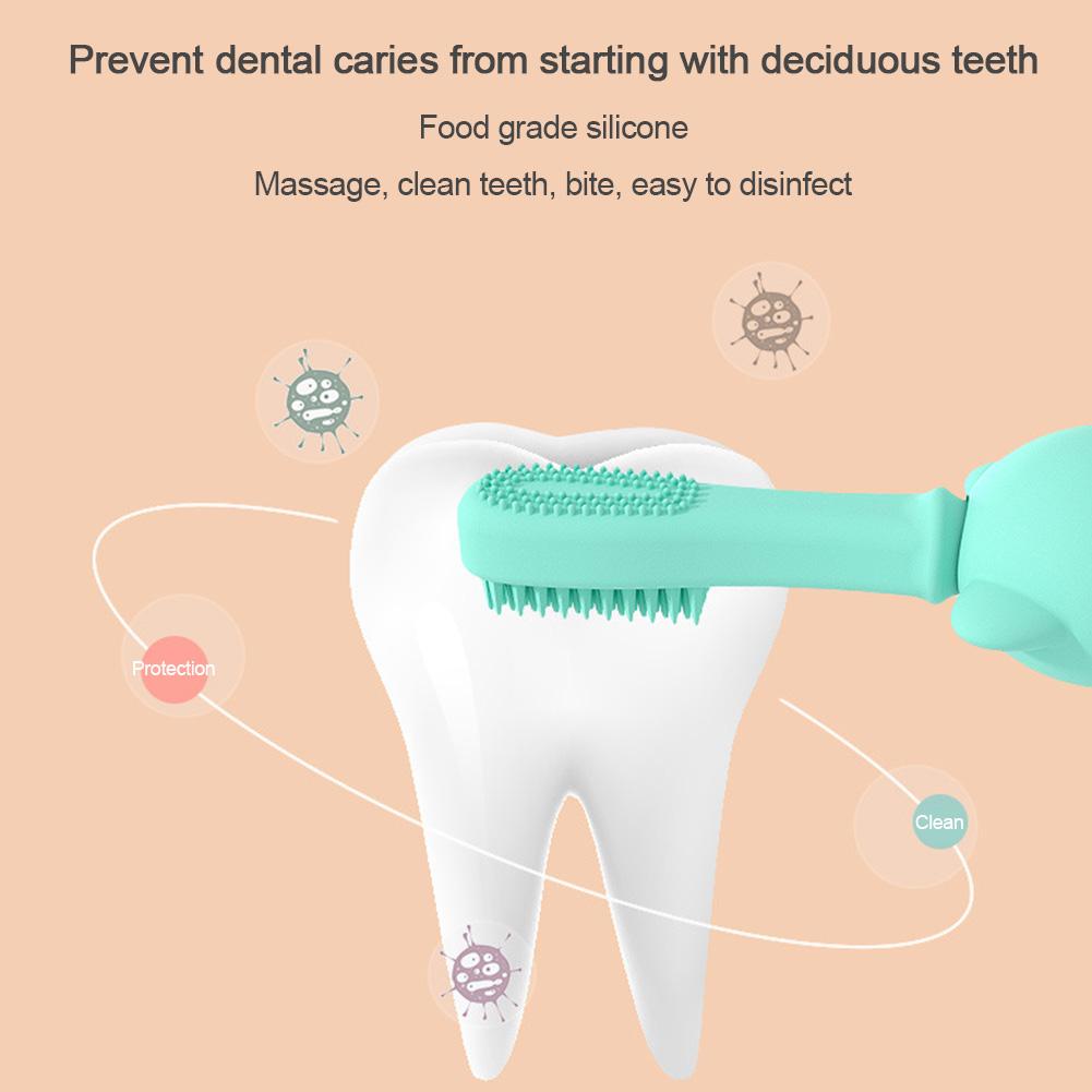 Baby Zahnbürste Silikon Zahnbürsten Für freundlicher Milchzähne Ausbildung Baby 0-2-3 Jahre alt Karikatur
