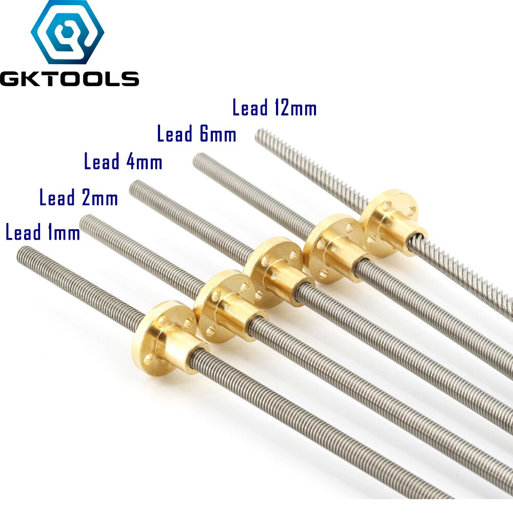 304 stainless steel T8 screw length 80mm lead 1mm 2mm 8mm trapezoidal spindle 1pcs With brass nut