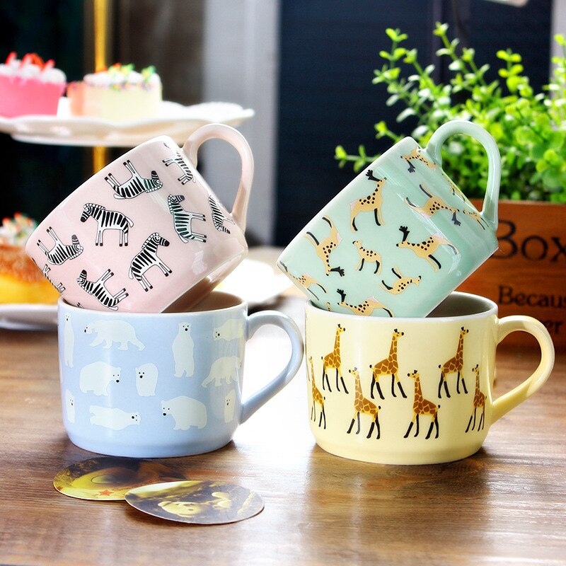 Leuke dier giraffe koffiekopjes keramische creatieve keramische kopjes