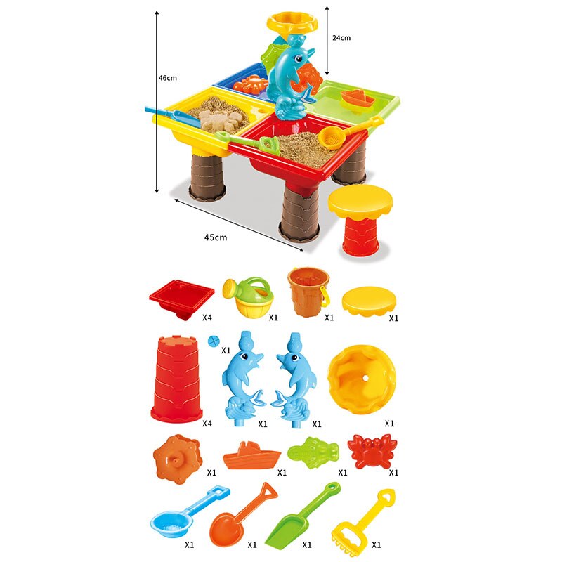 Spiaggia per bambini da tavolo Bambino che gioca strumenti di Bambini che giocano sabbia di dragaggio di sabbia All&#39;aperto giocattoli di puzzle genitore-bambino attività set regali: B