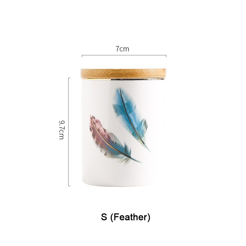 Keramische Voedsel Opslag Container Met Luchtdichte Hout Deksel Afgesloten Keuken Bus Suiker Koffie Jar Botes Cocina Almacenaje Alimentos: S Feather