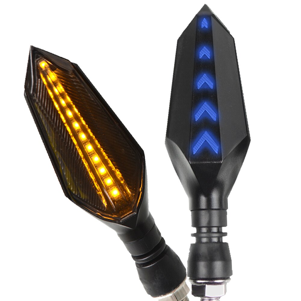 Luces LED universales de 12v para dirección de motocicleta Luz de señal de giro para motocicleta, luces indicadoras de Motor, estilismo de flecha para motocicleta: 1 pair yellow blue