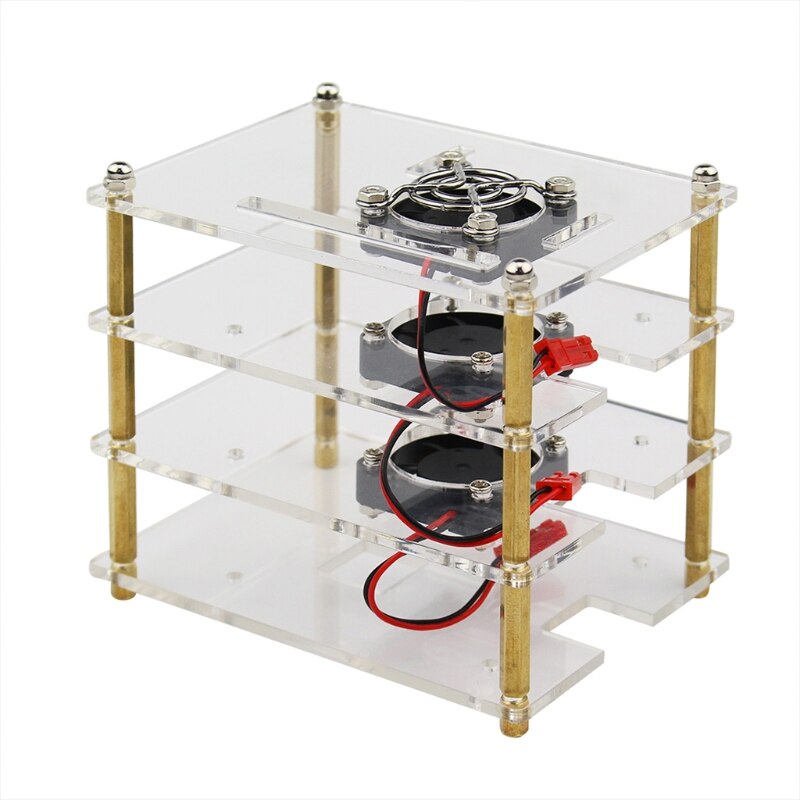 Clear Multilayer Raspberry Pi Cluster Case for Raspberry Pi 4 B Pi Rack Case with Cooling Fan for Raspberry Pi 3 B: C