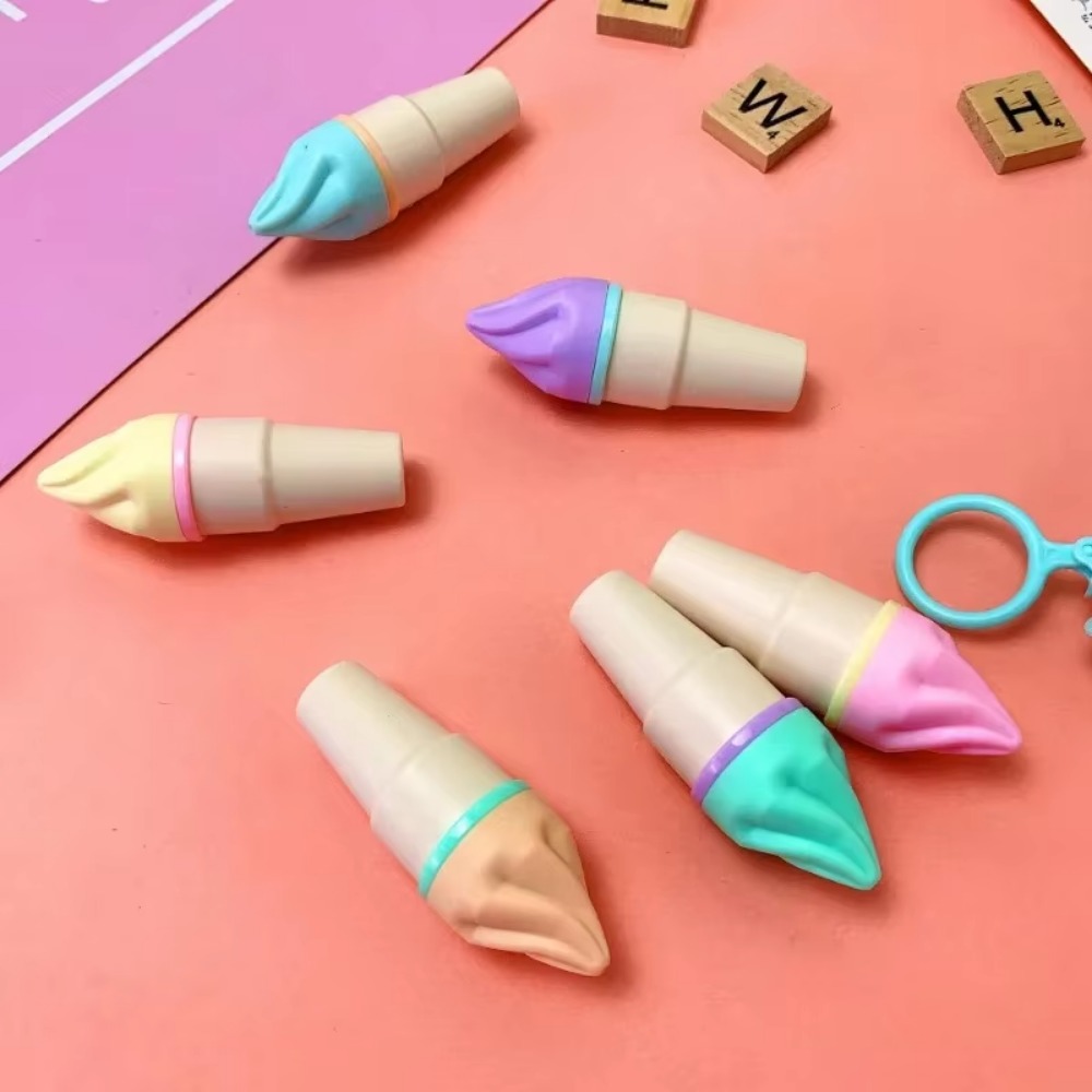 6Pcs Ice Cream Highlighters Set Mini Marker Pens Kids Stationery Students Drawing Painting Tool Student School Supplies