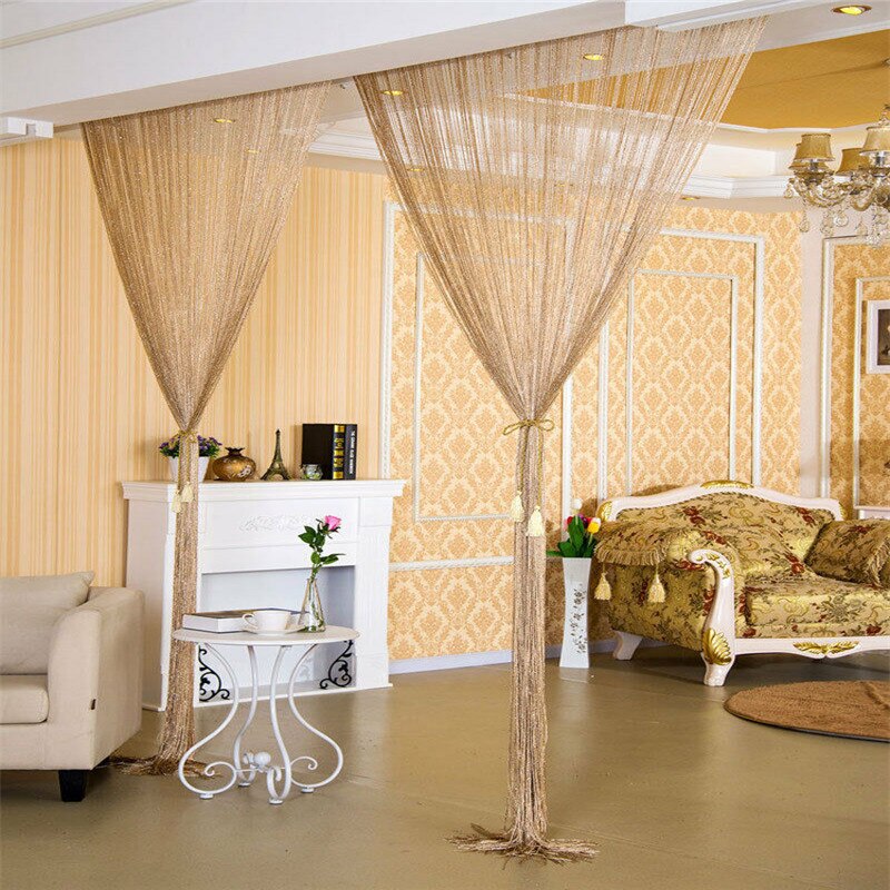Tira de borlas con purpurina para cortina, divisor de Panel de cristal para puerta, ventana, cortina decorativa, 100cm x 200cm: Amarillo claro