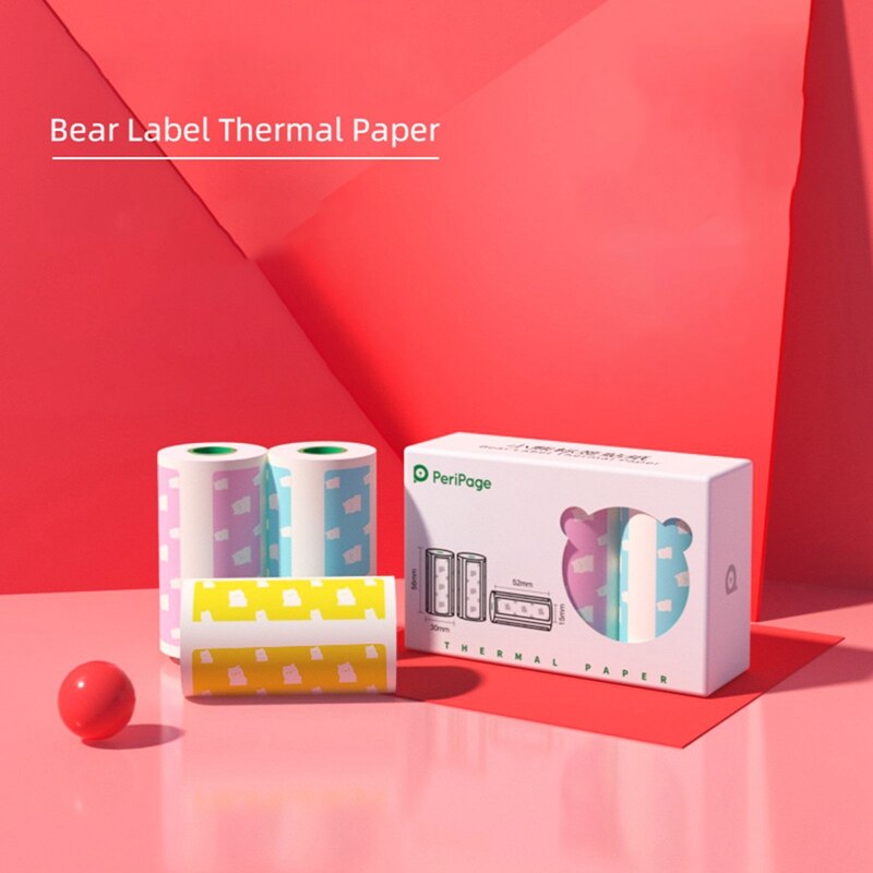 Mini Thermal Printer 5.7*3*3cm Sensitive Adhesive Sticker Printing Paper With 3Rolls For Phontos Print Paper