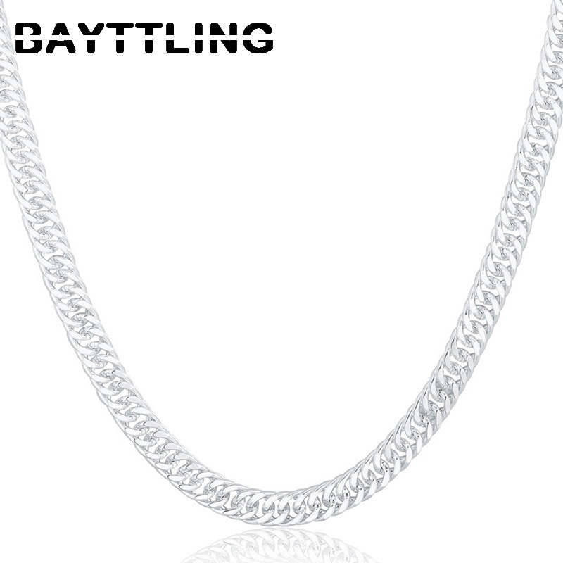 Bayttling 925 Sterling Zilver 20 Inch 10Mm Volledige Side Chain Armband Ketting Voor Vrouw Man Mode Sieraden Set Bruiloft