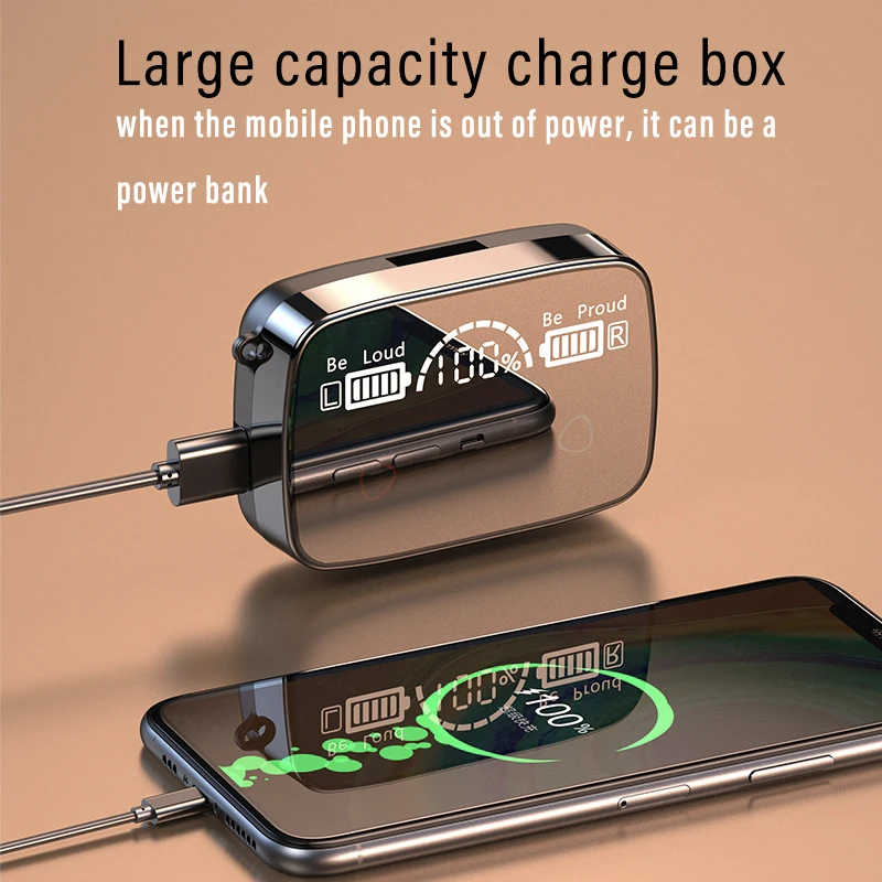 Auricolare senza fili Bluetooth M19 Auricolari Bluetooth 5.3 Cuffie impermeabili IPX5 con microfono Auricolari musicali stereo HiFi per tutti i telefoni