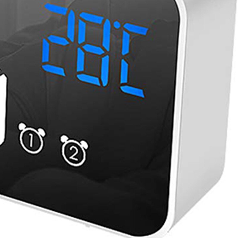 Digital Alarm Clock for Bedrooms Heavy Sleepers Bedside LED Display with USB Port Charger, 2 Alarm Clock, Snooze, Time(White)