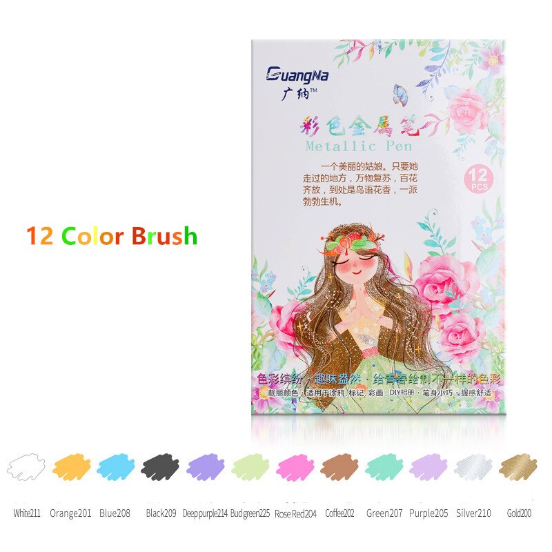 Pennarelli metallici per pittura su vetro pittura su roccia pietra carta fai-da-te creazione di ceramiche in plastica superficie metallica in legno: 12 colore brush