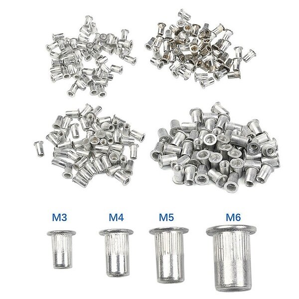 130PCS M3/M4/M5/M6/M8 Aluminium Threaded Rivet Nut furniture screw assortment bolt assortment