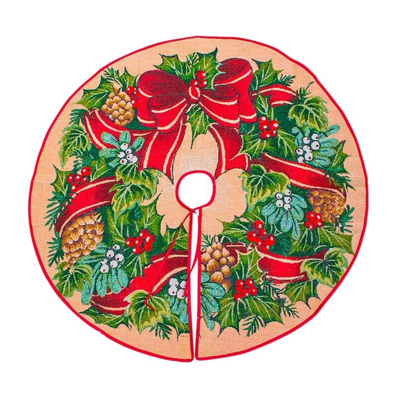 Jute kerstboom rok, 105 cm geruite kerstboom rok mat voor kerstvakantie boomversieringen