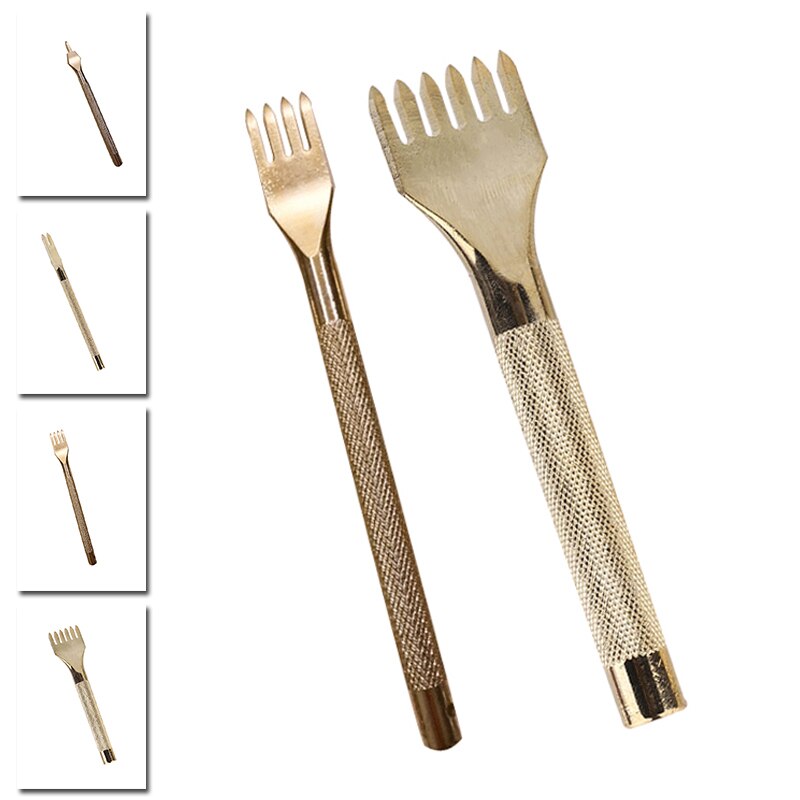 Metal Diamond Lacing Stitching Chisel DIY Leather Hole Punch Leather Craft Tool Kits Hand Working Tools Hole Punch 1/2/4/6 Prong