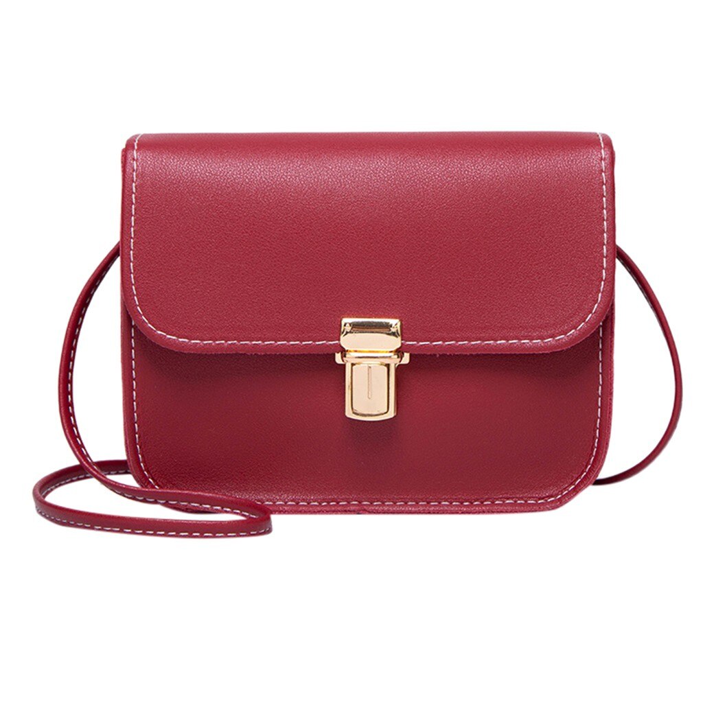 OCARDIAN Solid PU Leather Shoulder Bag For Women Buckle Handbag Small Square Bags Ladies Messenger Bags Sac Main Femme: Red