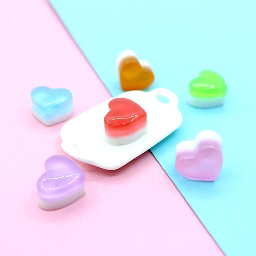 10 Pcs Leuke DIY Hart Snoep Slime Levert Accessoires Telefoon Case Decoratie voor Slime Filler Miniatuur Resin Cake Candy