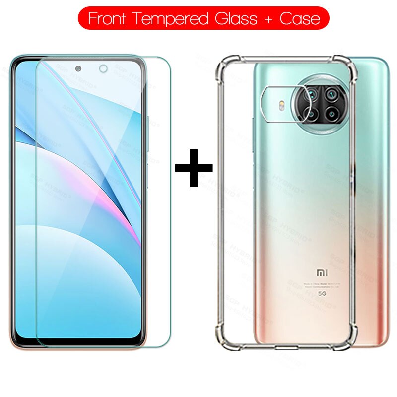 3-in-1 Tempered Glass On Mi 10t Pro Lite Camera Film Soft Case For Xiaomi 10 t mi10t Pro Lite Screen Protector Shell Cover 6.67': For Xiaomi 10t Lite / Front Glass and Case