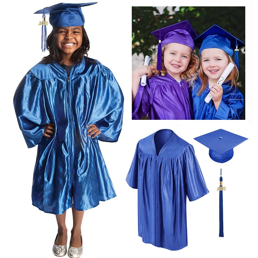 Vestido de graduación para niños de preescolar y guardería, con gorro de borla,