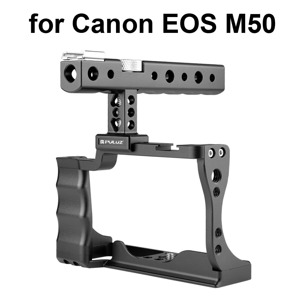 PULUZ Video Camera Cage Stabilizer for Canon EOS M50 DSLR for Sony A6600 / ILCE-6600 Camera Stabilizer with Handle Grip: EOS M50