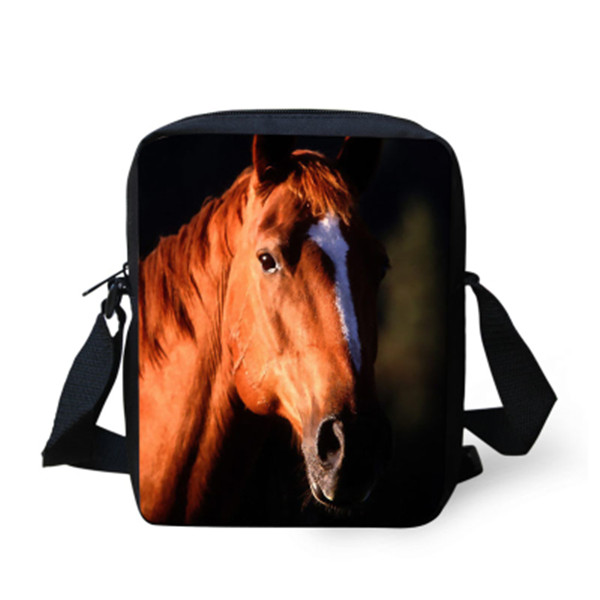 TWOHEARTSGIRL 3d Cool Paard Afdrukken Jongens Messenger Bag Student Crossbody Tas Kleine Kids Animal Strandtas Opslag Handtassen: Z101E
