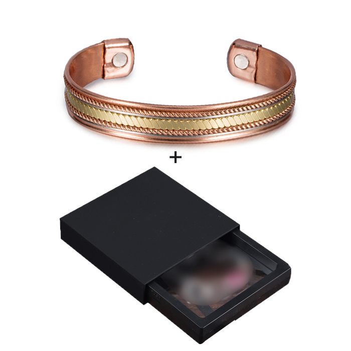 Vinterly Twisted Puur Koperen Magnetische Armbanden Voordelen Verstelbare Open Manchet Sieraden Voor Vrouwen Mannen 12Mm Hoge Magneet Resizeable: Imitation Rhodium Plated