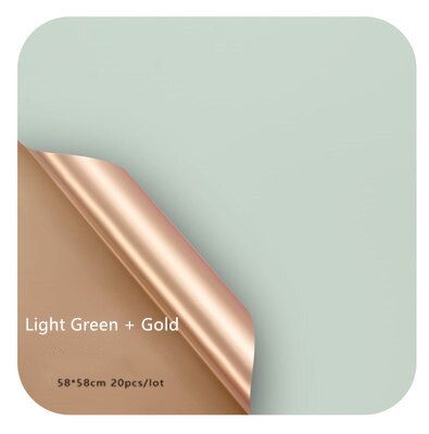 Luxury Gold Reversible Floral Wrapping Paper Waterproof Flower Arrangement Wrapping Paper Party Wrapping Paper Film: Light Green-Gold