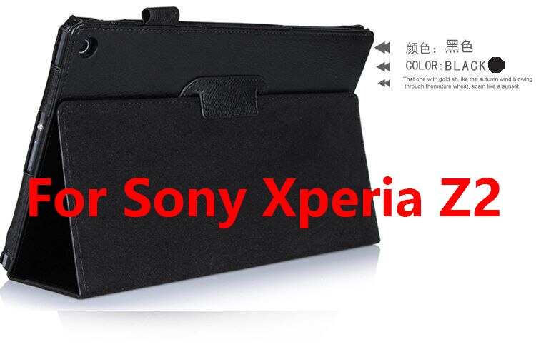 Case Voor 10.1 Inch Sony Xperia Tablet Z / Z2, filp Pu Lederen Beschermhoes Voor Sony Xperia Z1 Z2 Tablet + Film: Xperia Z2 black