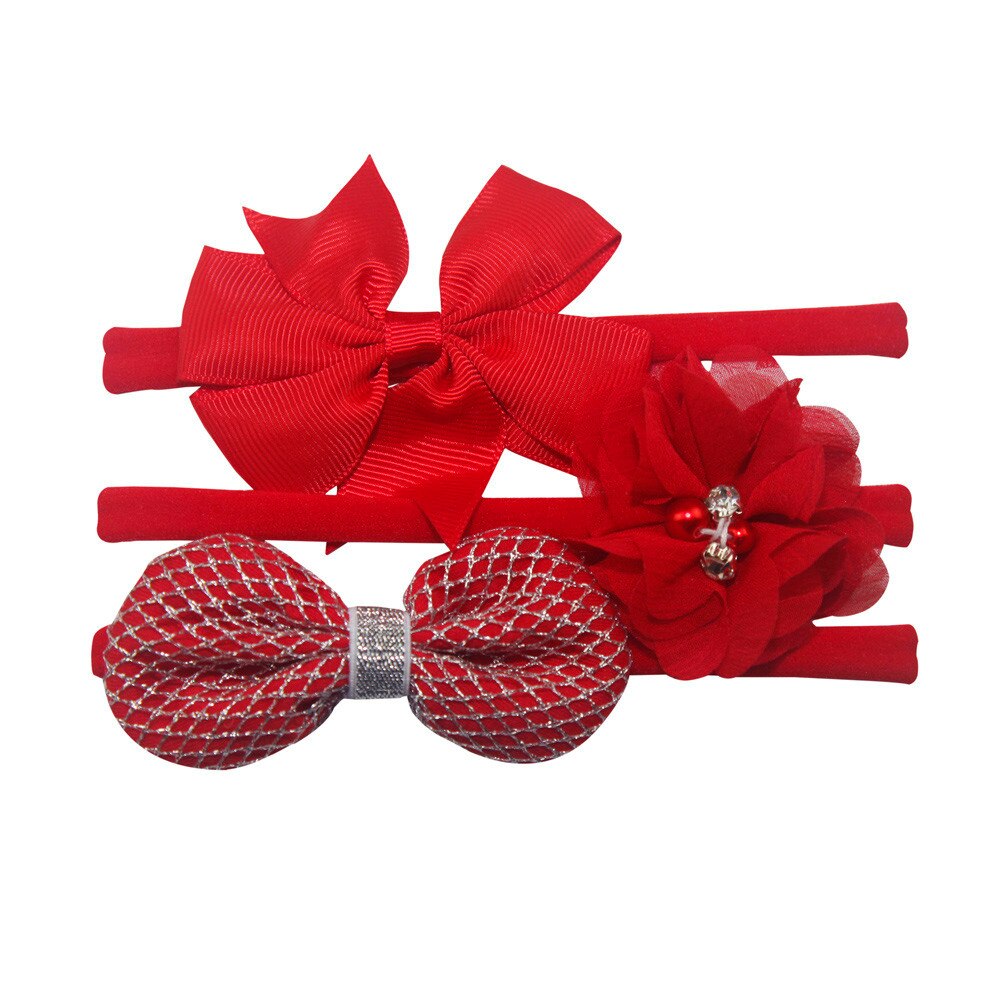 3 teile/los Kinder Elastische Floral Stirnband Baby Bowknot Haar Bands Headwear Set Mädchen Haar Zubehör Nette Baby Mädchen Geburtstag: C