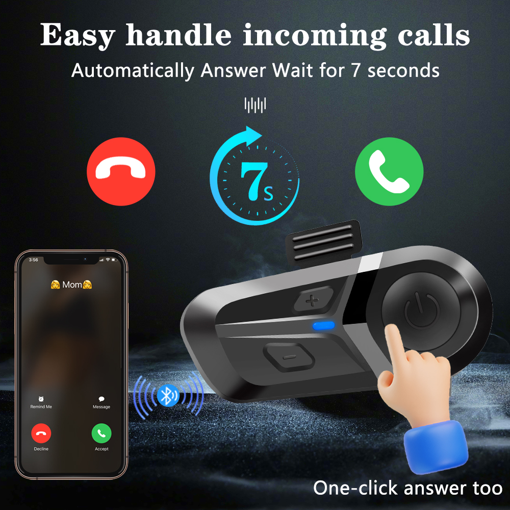 Smartgoor Motorcycle Helmet Headset Bluetooth 5.3 Headphones Wireless Motor Headset Bike Earphone Handsfree Stereo Earbud