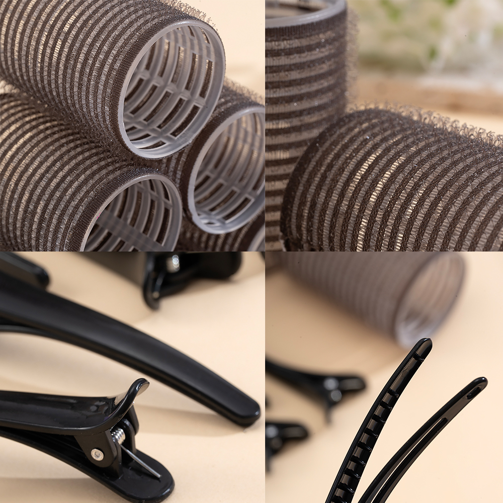 24 pçs/set auto aperto rolos de cabelo sem calor grampo de cabelo rolos cachos sem calor franja de cabelo volume auto-adesivo gancho diy ferramentas de estilo