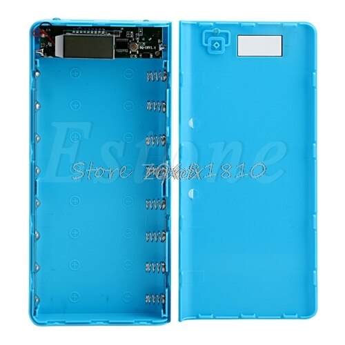 DIY USB Mobile Power Bank Charger Case Pack 8Pcs 18650 Battery Holder Case for Phone Whosale: Blue