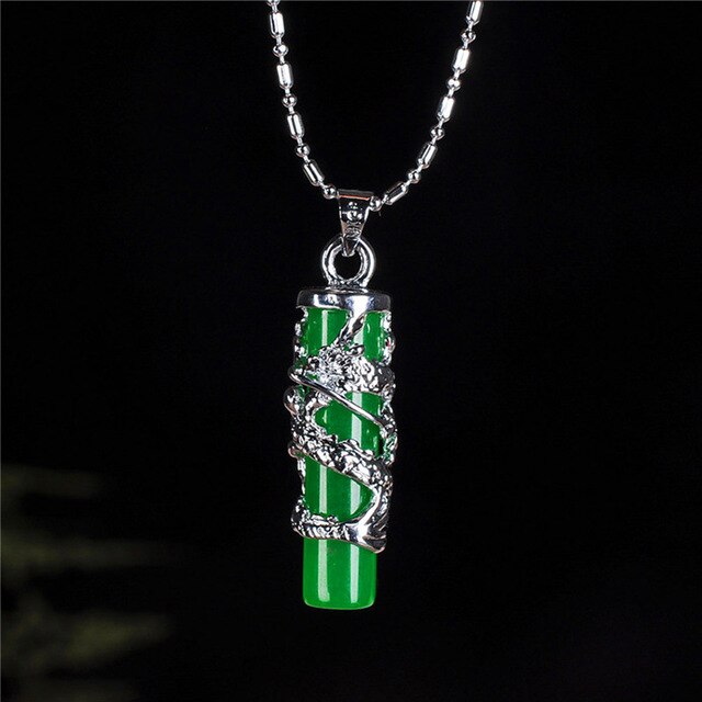 Naturligt 925 sølv indlæg malay grøn jade vedhæng smaragd vedhæng halskæde gratis til kæde: 02