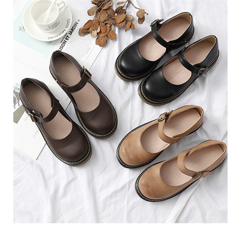 Mori fille Vintage en cuir Mary Janes école uniforme chaussures