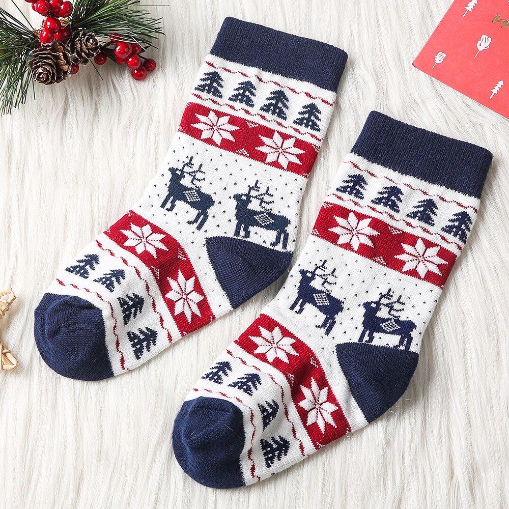 Family Matching Parent-child Christmas Socks Cotton Winter Autumn XMAS Baby Girls Boys Kids Socks chaussette bebe: B Baby (1-3Years)