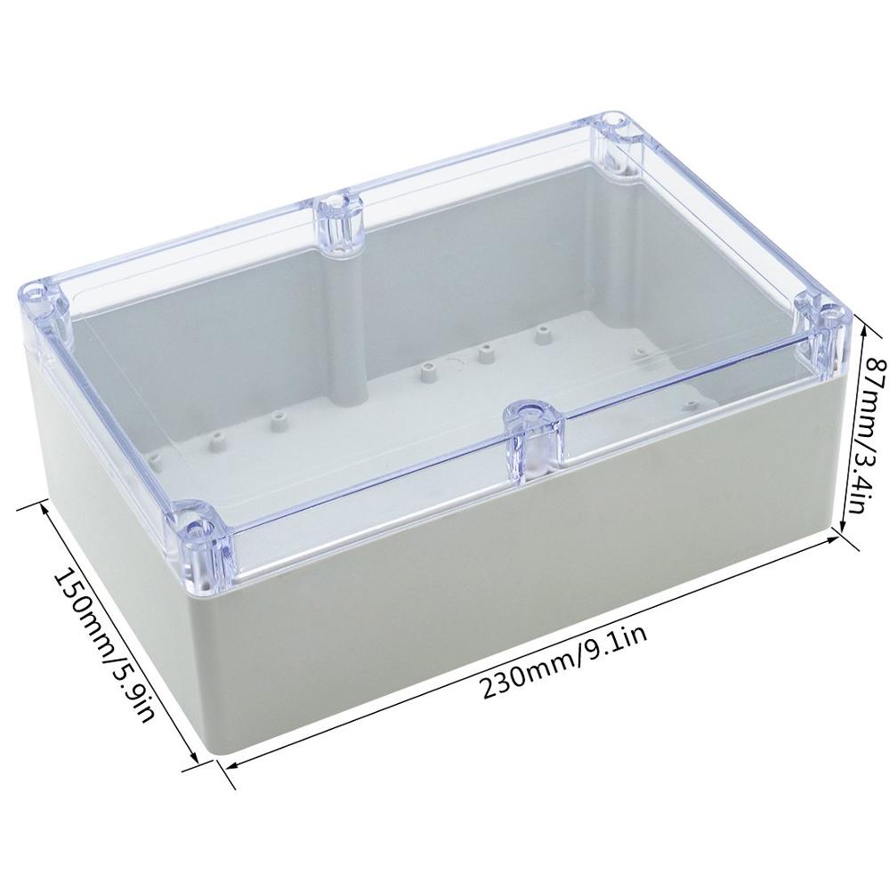 ABS Plastic Junction Box Dustproof Waterproof IP65 Electrical Enclosure Universal Project Enclosure PC Transparent clear cover: 230x150x87
