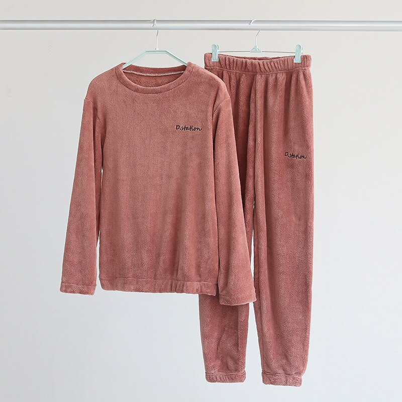 DA Homewear-Pijama de maternidad, Conjunto de pijama de enfermería, Conjunto de pijama polar de invierno para mujer, ropa de dormir femenina de terciopelo, ropa de casa: Style1 Brick Red set / M
