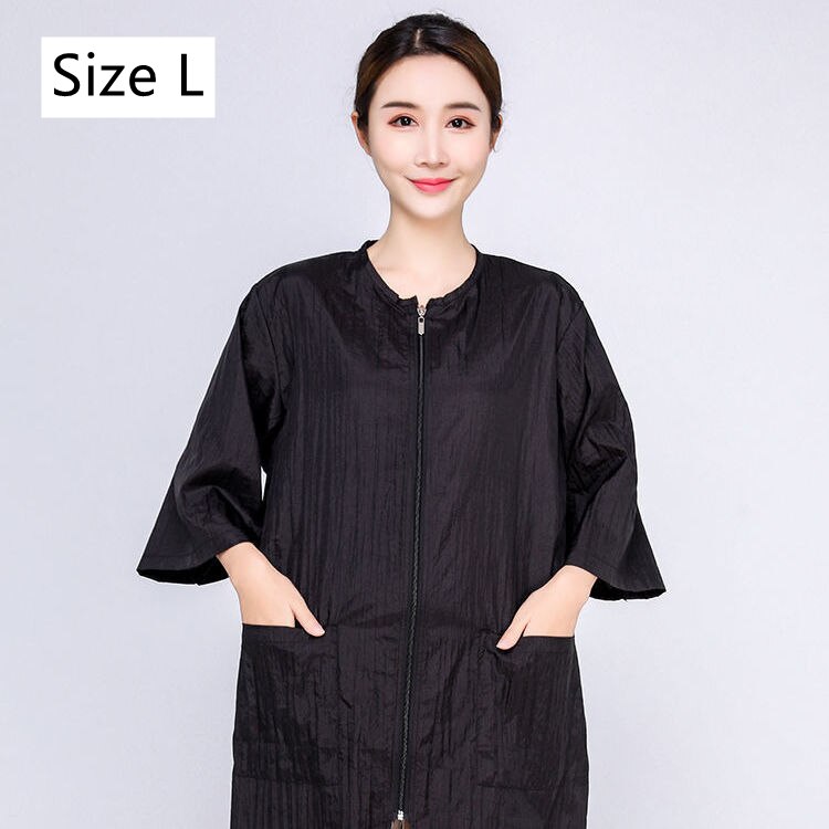 Thin Pet Groomer Work Clothes Not Stick Hair Barber Hairdresser Haircut Overalls Breathable Slightly Waterproof Uniform Y0708: Black half sleeves