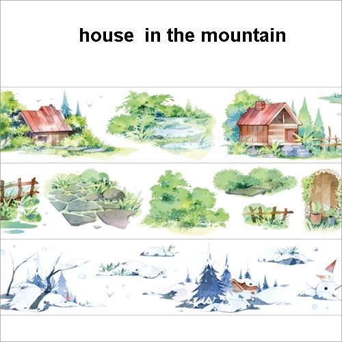 5 Meter Roll Landschap Serie Huis Berg Water Rivier Zee Cloud Sky Washi Tape: 5.3cmx5m house
