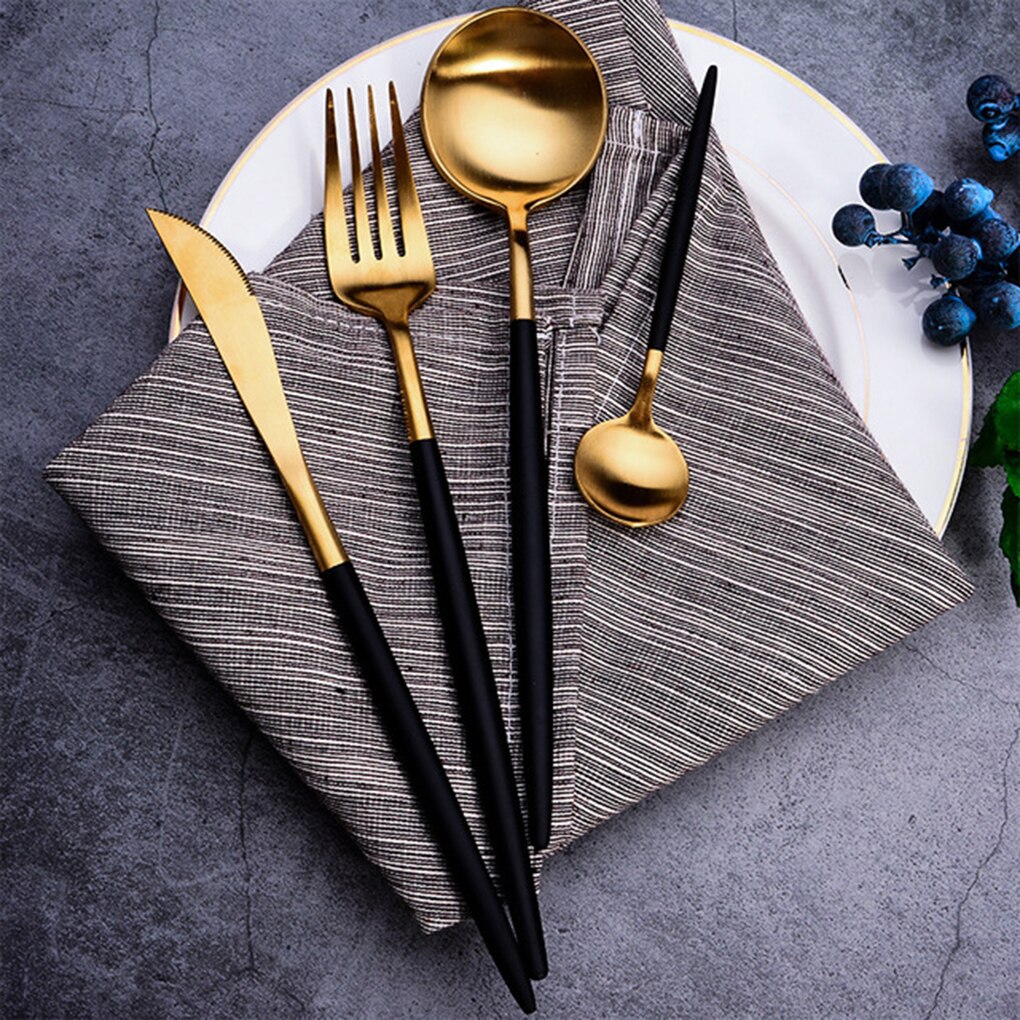 4 Pcs Plated Portugal Lepel Vork Theelepel Sets 304 Roestvrij Staal Western-Stijl Voedsel Servies Bestek
