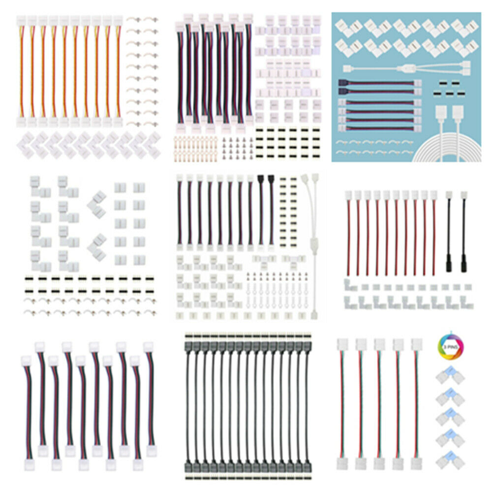 4 Pin RGB LED Strip Light Connector with wire 3528/5050 LED Strip 8mm/10mm Width PCB Ribbon Cable with PCB Clip Adapter