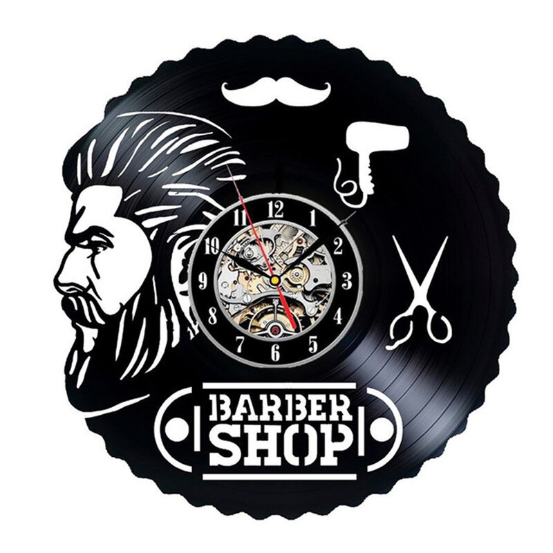 Barbershop Vinyl Record Wandklok Modern Kapper Kapper Klokken Opknoping Muur Horloge voor Kapper Kapsalon: 17