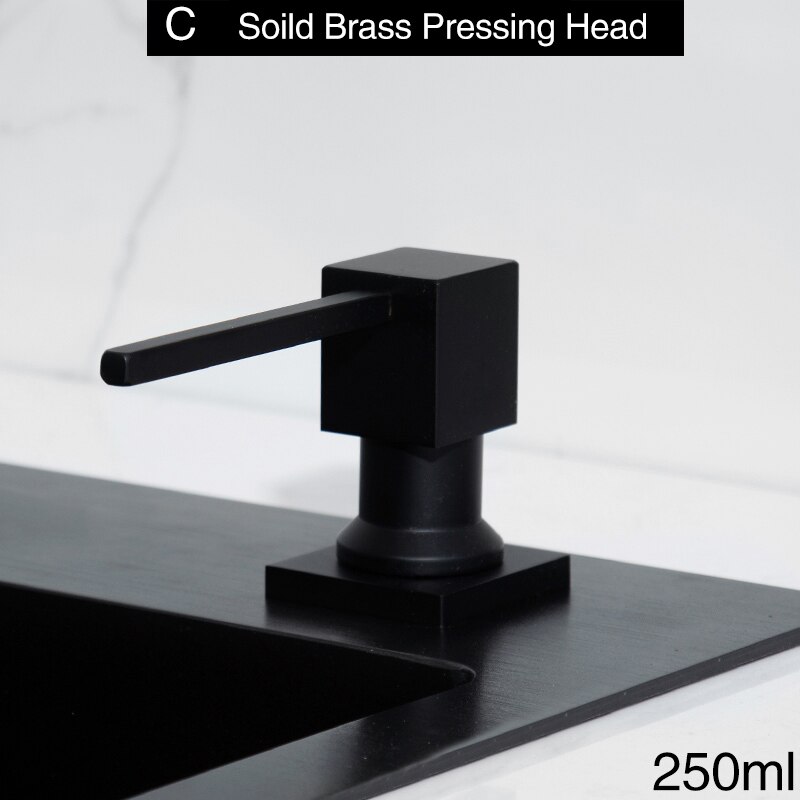 250ml kitchen sink soap dispensers pump brass + ABS plastic bottle liquid hand wash black kitchen sink soap dispenser: C