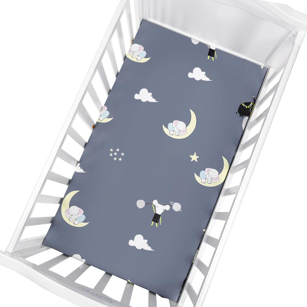 Egmaobaby 100%  bomulds tremmeseng monteret lagen blød babyseng madrasbetræk beskytter tegneserie nyfødt sengetøj til tremmeseng str. 130*70cm: Zld 0004