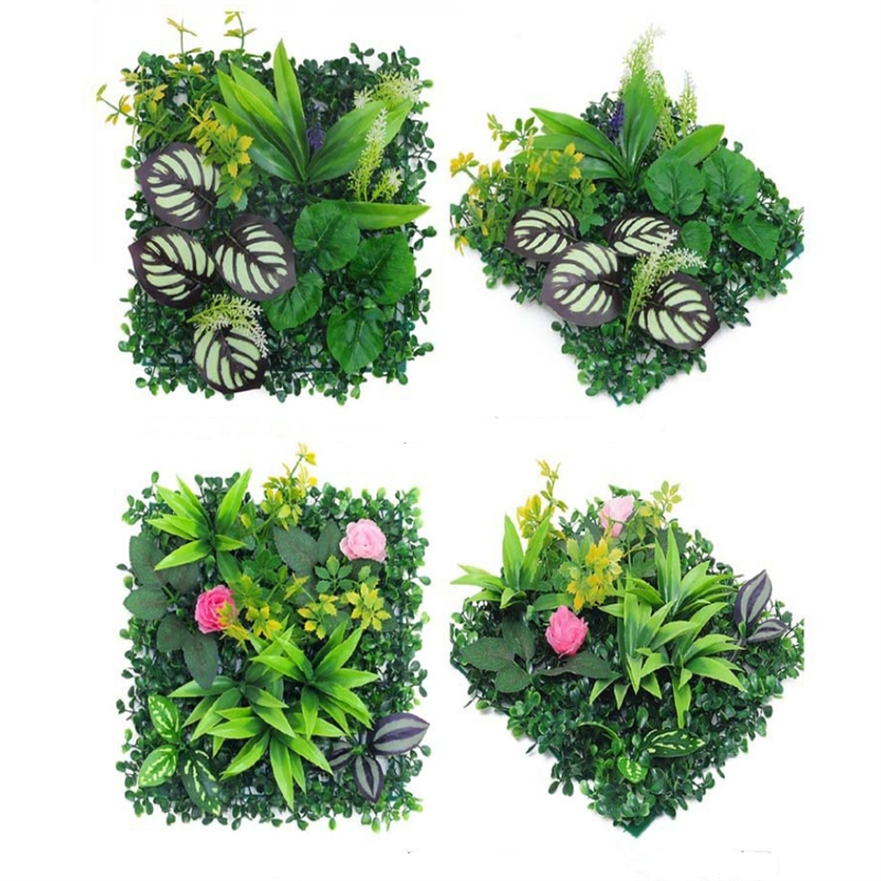 25x25cm Green Artificial Plants Wall Panel Plastic Outdoor Lawns Carpet Decor Home Wedding Backdrop Party Grass Flower Wall