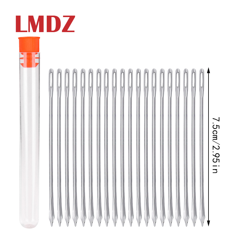LMDZ 20pcs 7.5cm Handmade Leather Stitching Sewing Needle Stainless Steel Needle Sofa Needle Leather DIY Craft Tools With Bottle