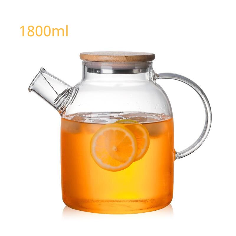 Théière en verre Borosilicate 1l/1,8 l, grand Pot de fleur Transparent, résistant à la chaleur, ensemble de fleurs, bouilloire générale, outils ménagers de bureau: 1800ml Capacity