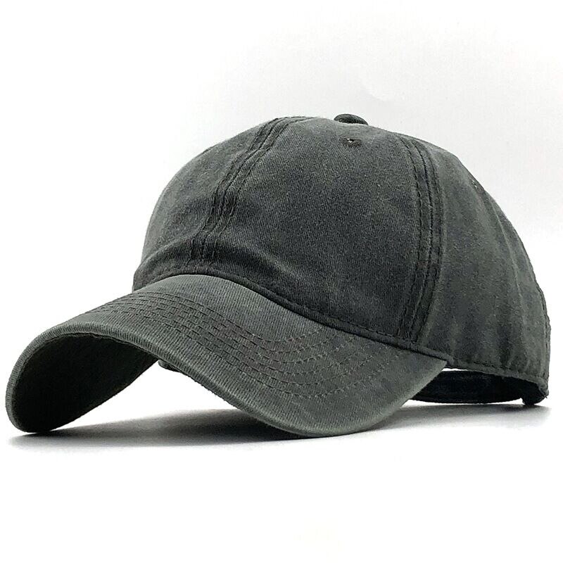 Simple Washed Cotton Adjustable Solid color Baseball Cap Unisex couple cap Leisure dad Hat fishing Snapback cap 17 Color: Dark gray