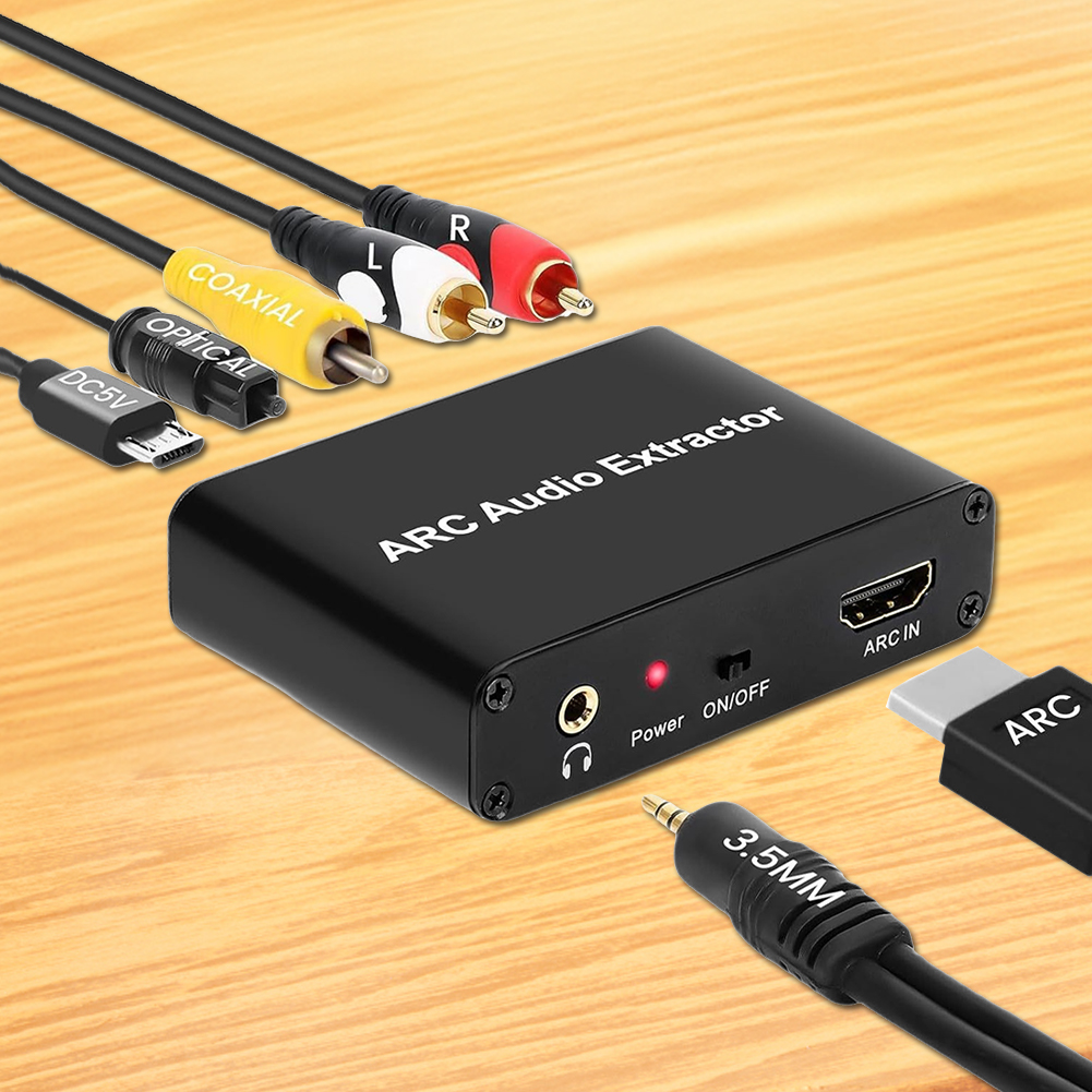HDMI-compatibele ARC Audio Extractor ARC naar SPDIF Coaxiale L/R Stereo 3,5 mm Jack Audio Adapter voor HDTV Soundbar Versterker