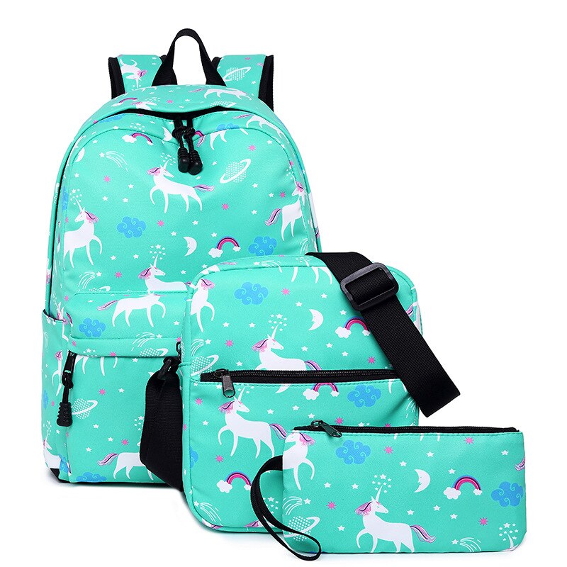 DIOMO unicorn backpack female women school bags set for girl teenagers satchel female animal bagpack kids crossbody bag child