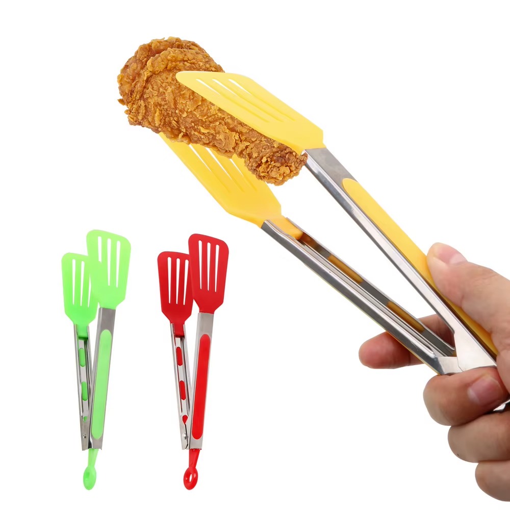Ferramentas de cozinha pinças de cozinha antiaderentes alça de aço inoxidável utensílio pizza pão bife clipe salada servindo pinças para churrasco