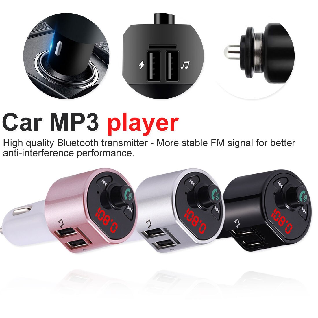 Bluetooth Car FM Transmitter Wireless Radio Adapter MP3 Player Plus USB charger Bluetooth Handsfree Call